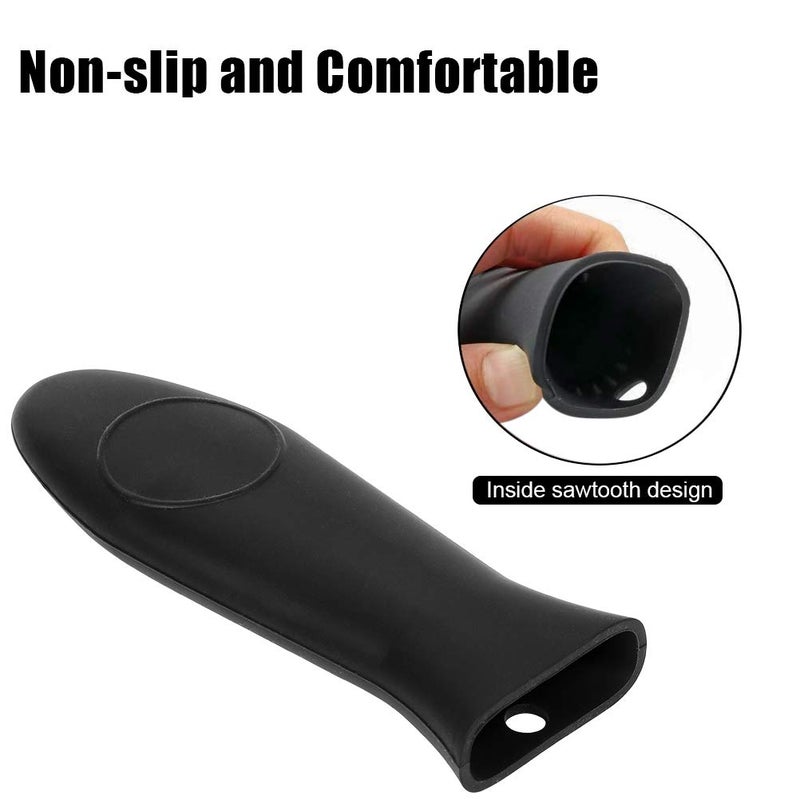 Emoly Silicone Hot Handle Holder  3 Pack Pot Holders Cover Rubber Hot Resistant Non Slip Pot Holder Sleeves for Cast Iron Skillets Metal Frying Pans Aluminum Cookware Handles (Black) - Image 2